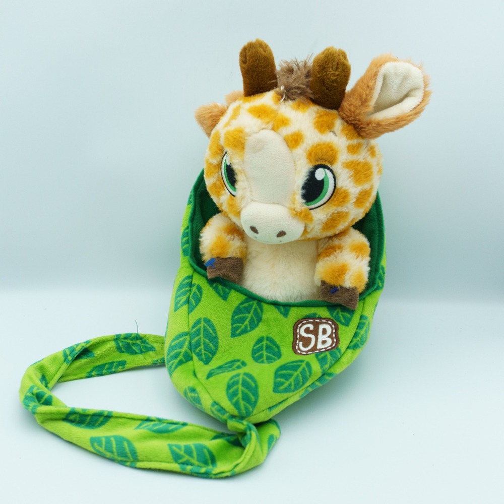 Baby Giraffe Swaddle Plush 9.5" Plush Green Leaf Sling Jungle Safari Zoo Fiesta